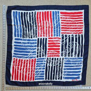 Nina Ricci Silk Twill Square Scarf Hand-rolled Red White Blue Heart